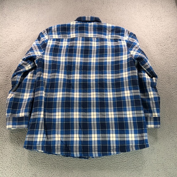 LL Bean Shirt Jacket Men L Tall Blue Plaid Slightly Fitted Quilted Lined Shacket - Picture 5 of 13